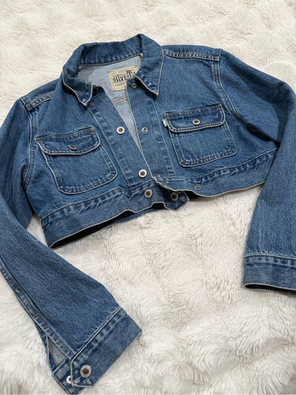 Levi's Cropped Blue Denim Jacket